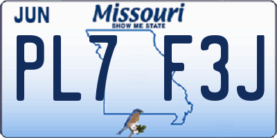 MO license plate PL7F3J