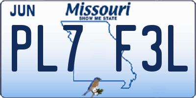 MO license plate PL7F3L