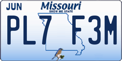 MO license plate PL7F3M