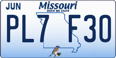 MO license plate PL7F3O