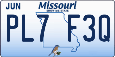 MO license plate PL7F3Q