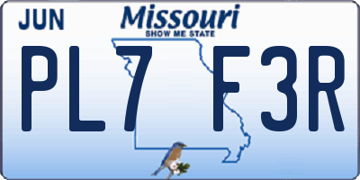 MO license plate PL7F3R
