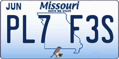 MO license plate PL7F3S