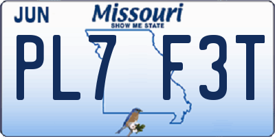 MO license plate PL7F3T