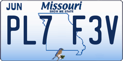 MO license plate PL7F3V