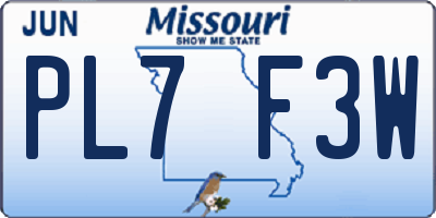 MO license plate PL7F3W