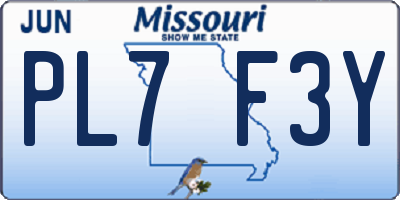 MO license plate PL7F3Y