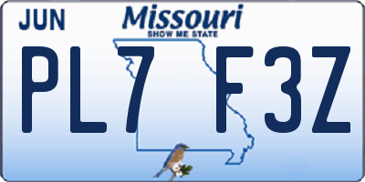 MO license plate PL7F3Z