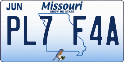 MO license plate PL7F4A