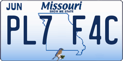 MO license plate PL7F4C
