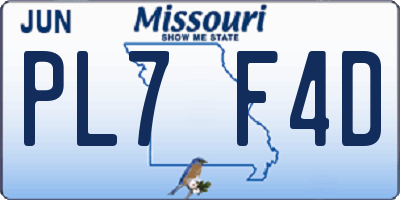 MO license plate PL7F4D