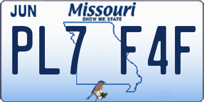 MO license plate PL7F4F