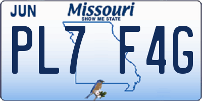 MO license plate PL7F4G