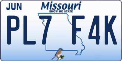 MO license plate PL7F4K