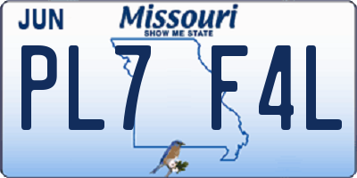 MO license plate PL7F4L