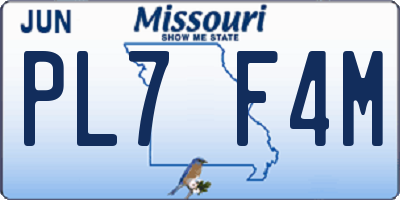 MO license plate PL7F4M