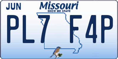MO license plate PL7F4P