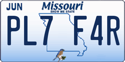 MO license plate PL7F4R