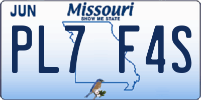 MO license plate PL7F4S