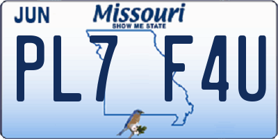 MO license plate PL7F4U