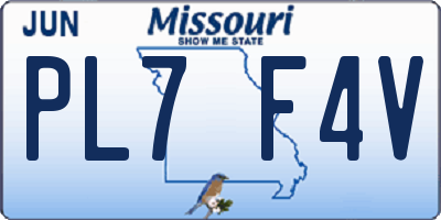 MO license plate PL7F4V