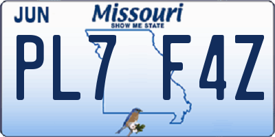 MO license plate PL7F4Z
