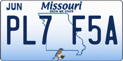 MO license plate PL7F5A