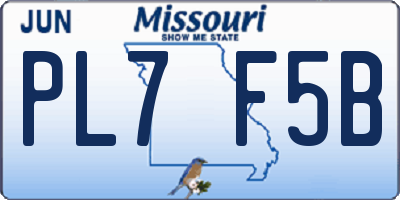 MO license plate PL7F5B