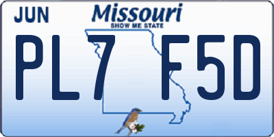 MO license plate PL7F5D