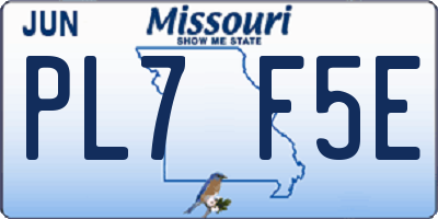 MO license plate PL7F5E