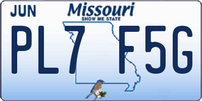 MO license plate PL7F5G