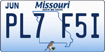 MO license plate PL7F5I