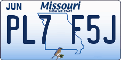 MO license plate PL7F5J