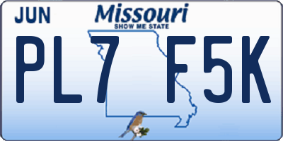 MO license plate PL7F5K
