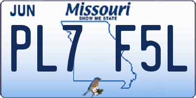 MO license plate PL7F5L