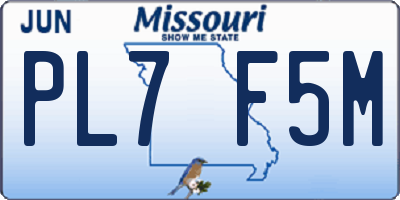 MO license plate PL7F5M