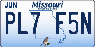 MO license plate PL7F5N