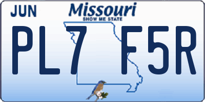 MO license plate PL7F5R