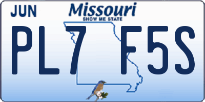 MO license plate PL7F5S