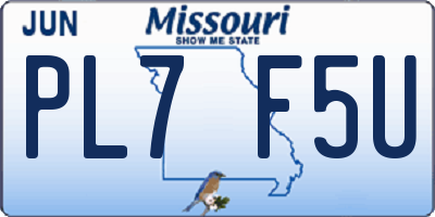 MO license plate PL7F5U
