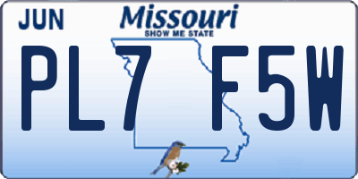 MO license plate PL7F5W