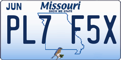 MO license plate PL7F5X