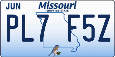 MO license plate PL7F5Z