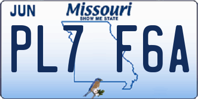 MO license plate PL7F6A