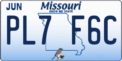 MO license plate PL7F6C