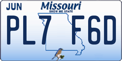 MO license plate PL7F6D