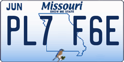 MO license plate PL7F6E