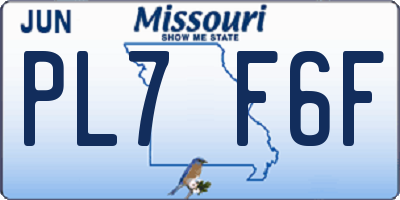 MO license plate PL7F6F