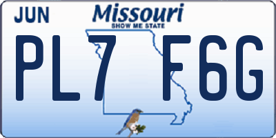 MO license plate PL7F6G