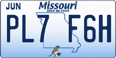 MO license plate PL7F6H